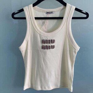 Miu Miu Women's Cream and White Vest